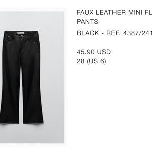 ZARA faux leather black mini pant